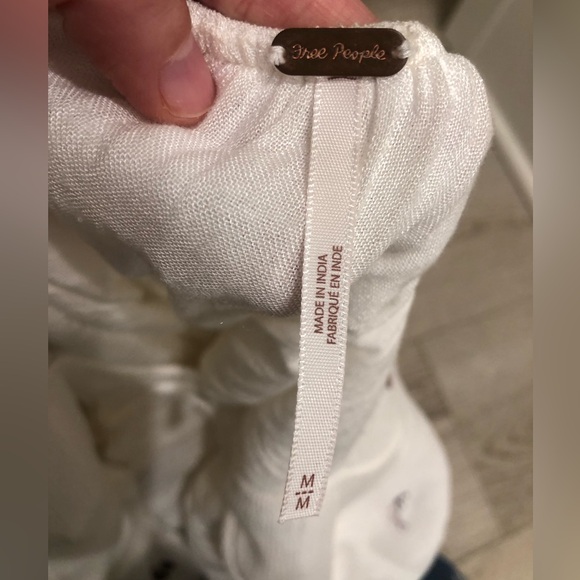 Free People Oxford Embroidered White Mini Dress Long Sleeves women’s size M - Picture 13 of 16